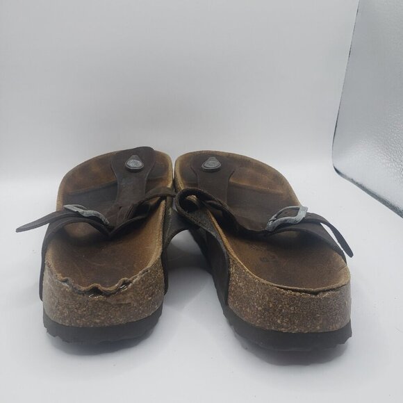 Betula Birkenstock Gizeh Thong Sandals Sz 6 Leather Suede Casual Cork Footbed - Picture 6 of 8